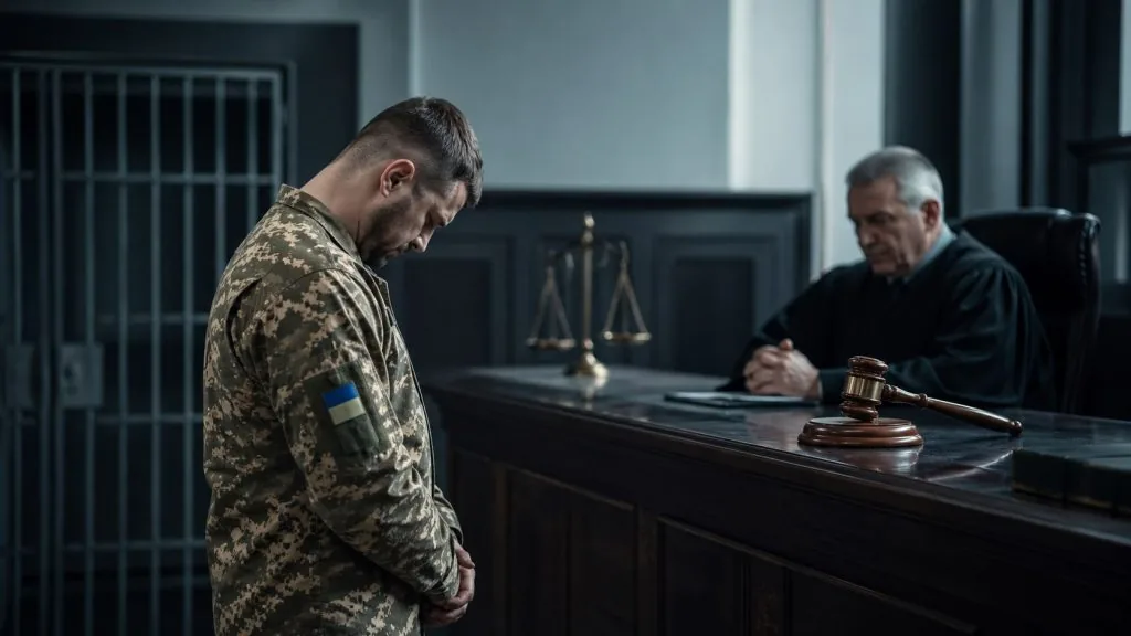 Мобілізований військовослужбовець у камуфляжі на судовому засіданні щодо втечі зі служби